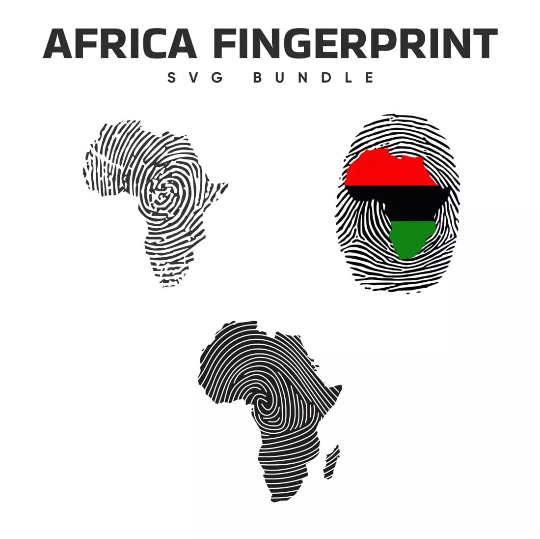 Africa Fingerprint SVG Bundle Preview.