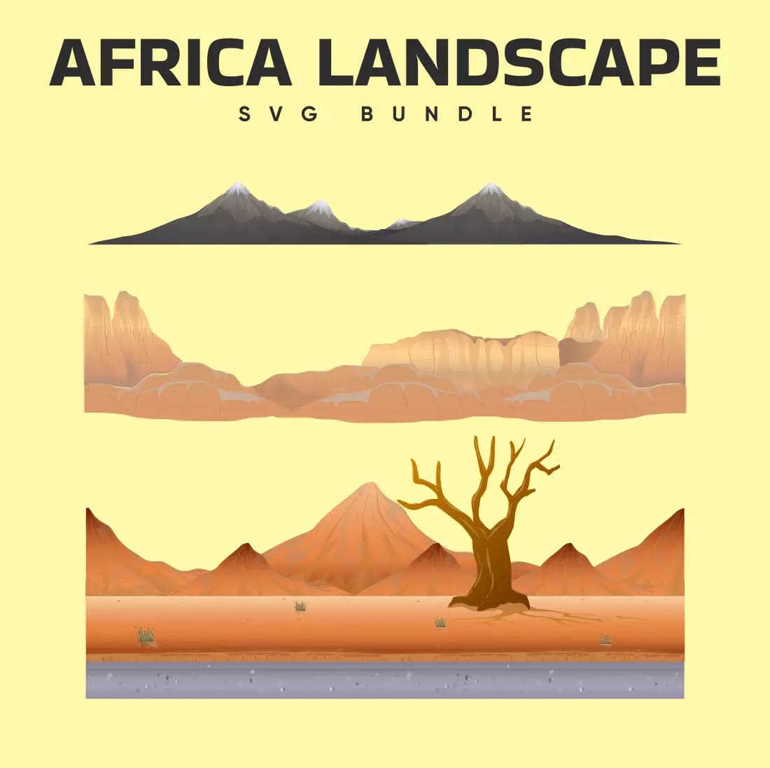 Africa Landascape SVG Bundle Preview.