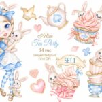 Alice In Wonderland Watercolor Clipart, Tea Party PNG – MasterBundles