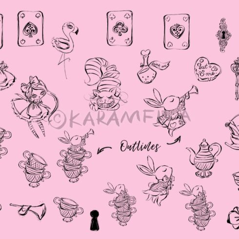 Alice In Wonderland Doodle Clipart – MasterBundles