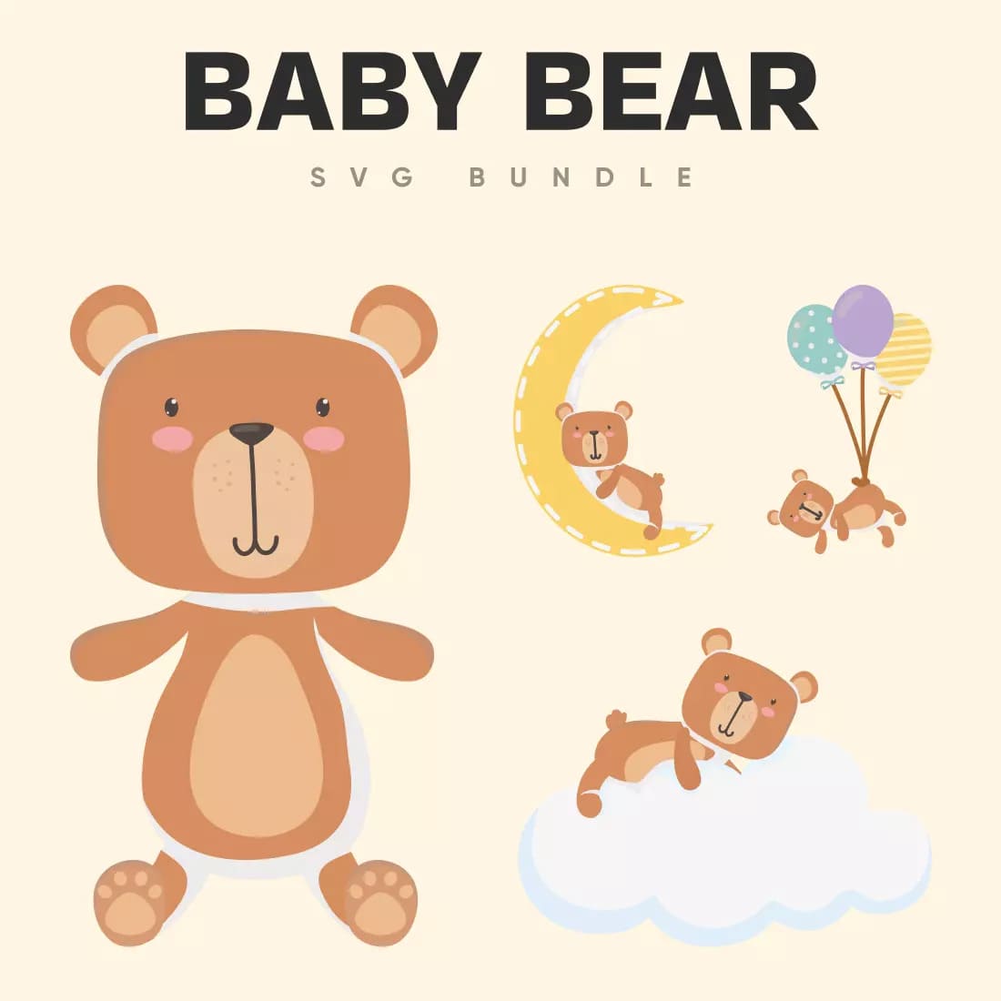 Baby bear svg bundle is shown.
