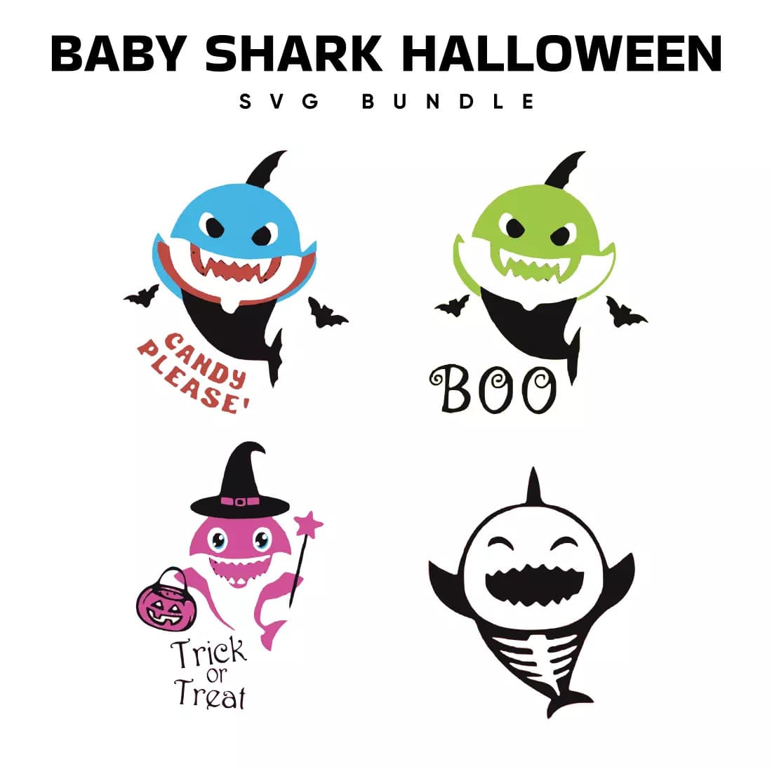 Baby Shark Halloween SVG Bundle PReview image.