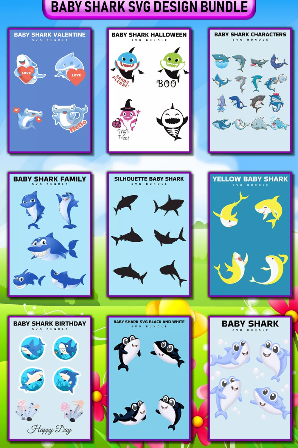 Baby shark svg design bundle.