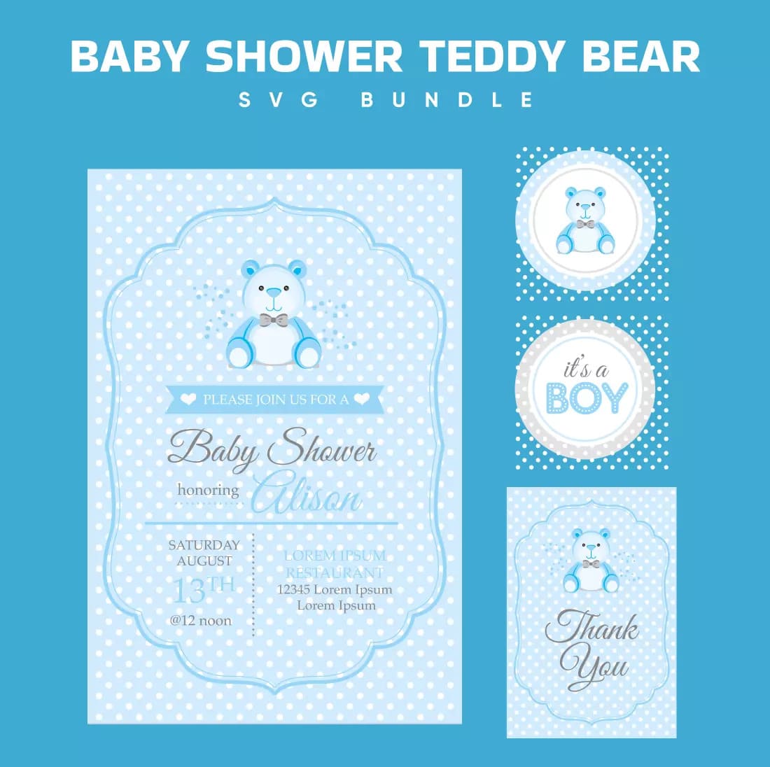 Baby shower teddy bear baby shower set.