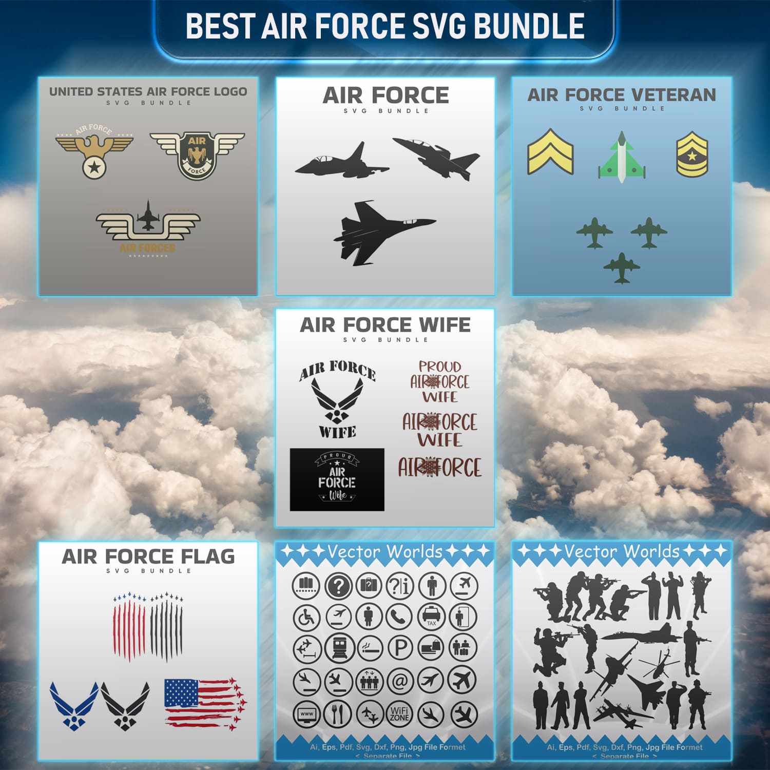 Best Air Force SVG Bundle cover image.