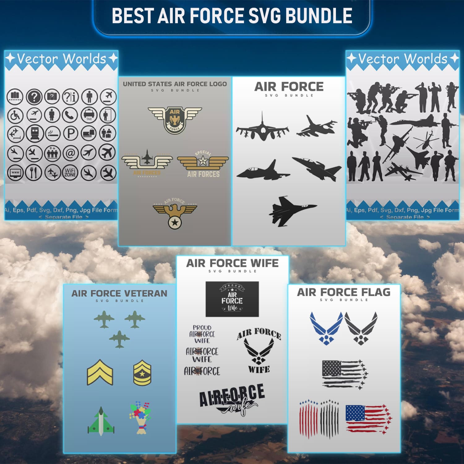 Best Air Force SVG Bundle cover image.