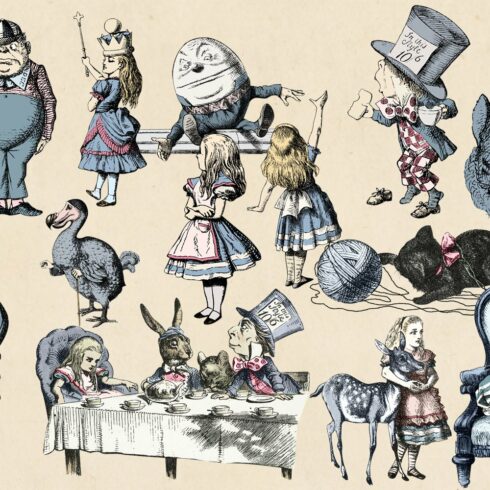 Blue And Blush Wonderland Alice In Wonderland Clipart – MasterBundles