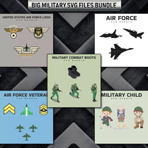 Big Military SVG Files Bundle cover image.