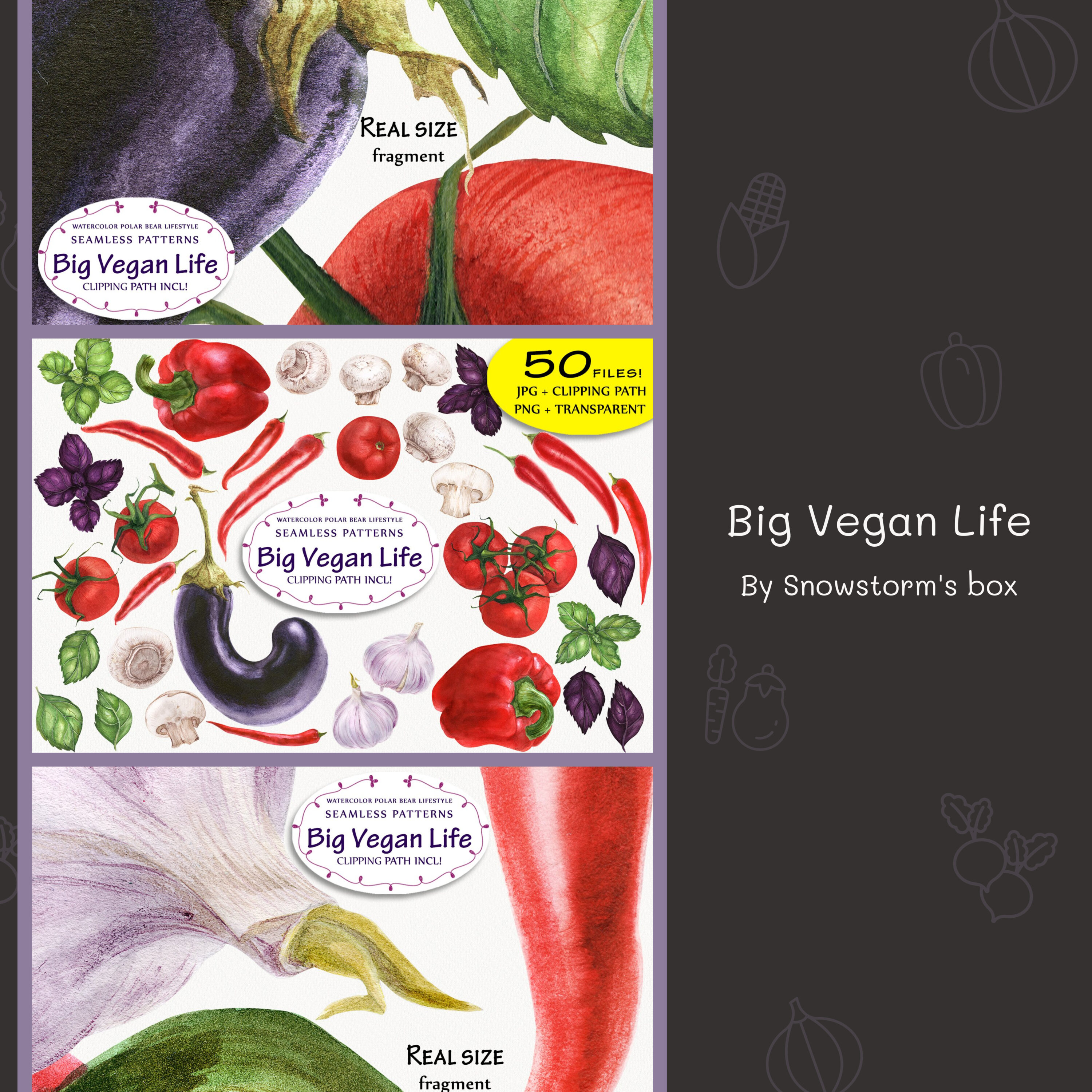 Prints of big vegan life.