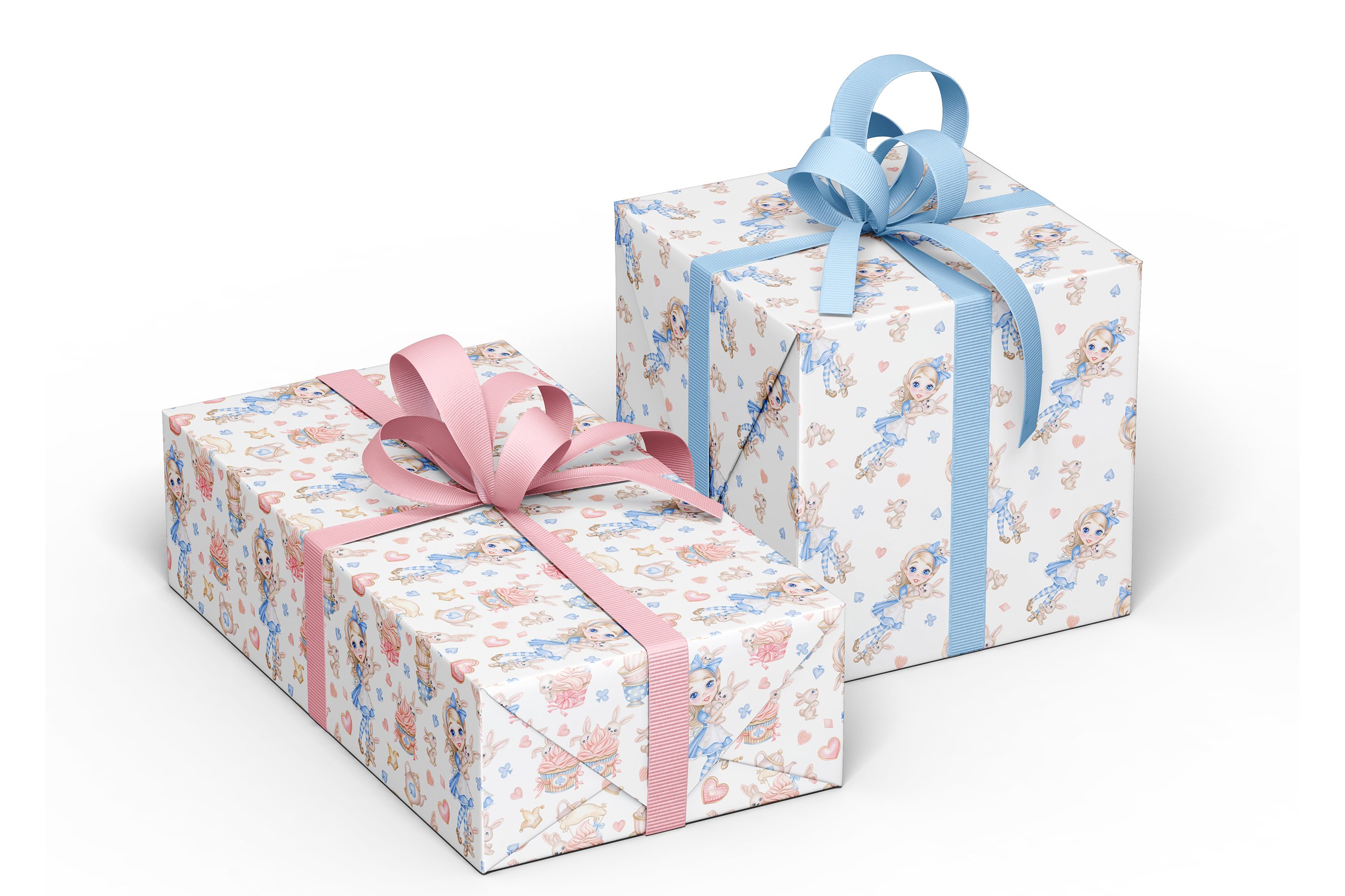 Gifts with paper on the theme of fairy tales with print.