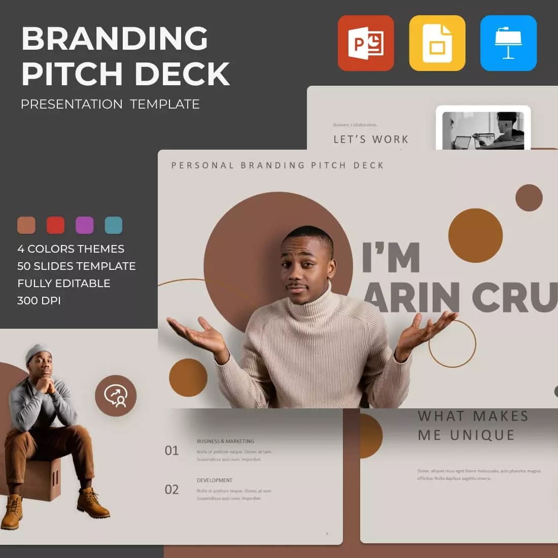 Branding Pitch Deck Presentation Template Preview image.