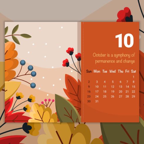 Free Autumn October Calendar – MasterBundles