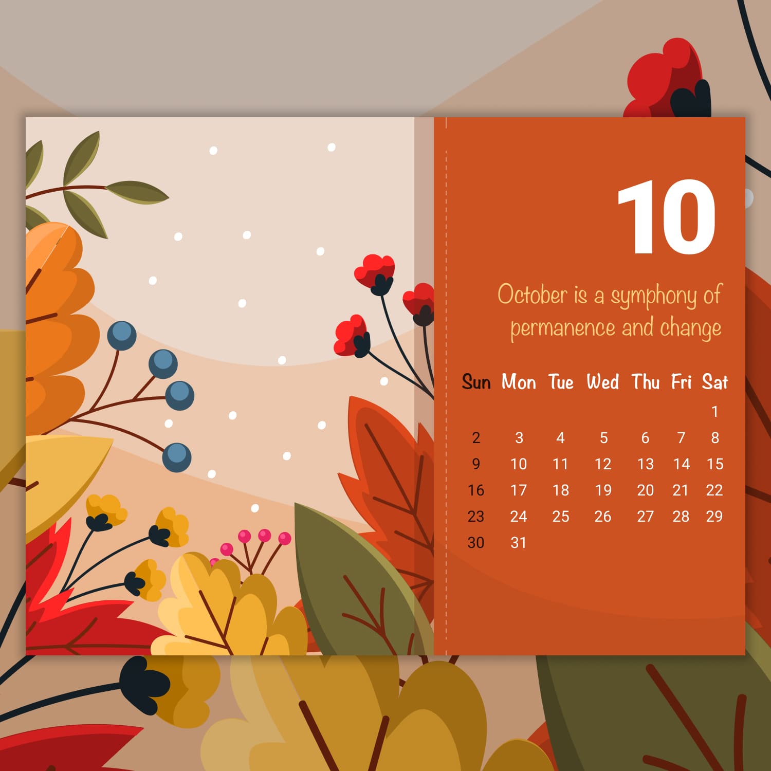 Calendar October Image Cover.