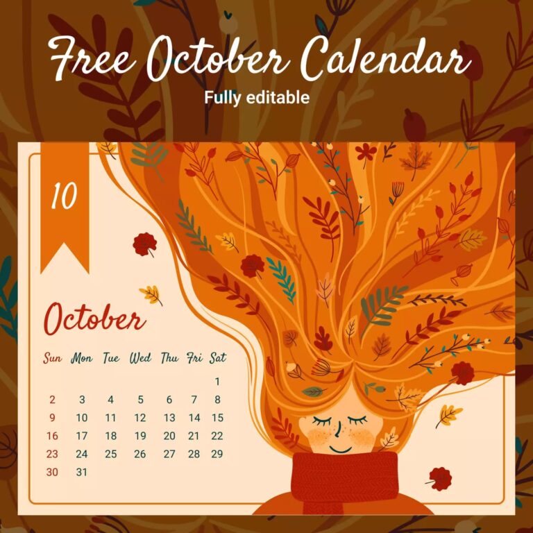 10 Free Editable October Calendars MasterBundles