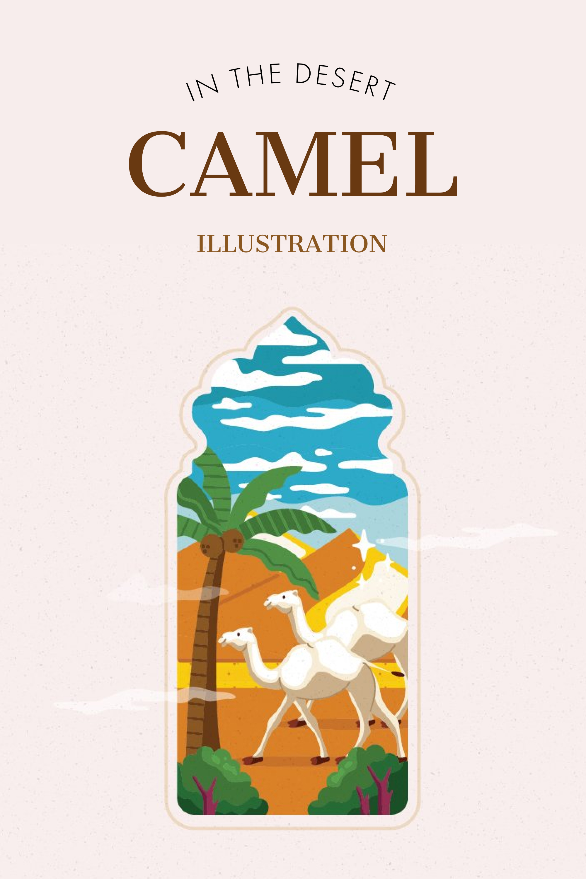 Camel in the desert illustration of pinterest.