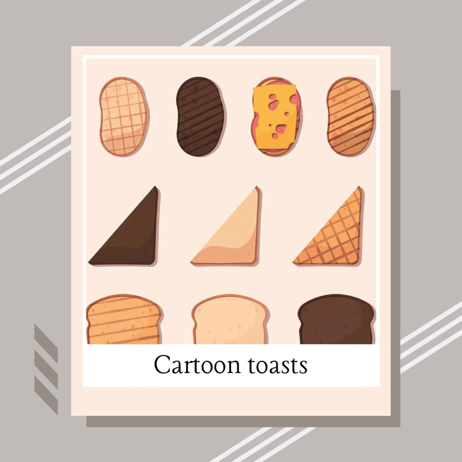 Prints of cartoon toasts.