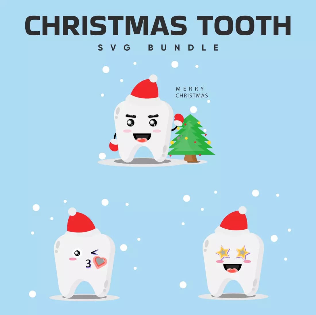 Christmas Tooth SVG Bundle Preview.