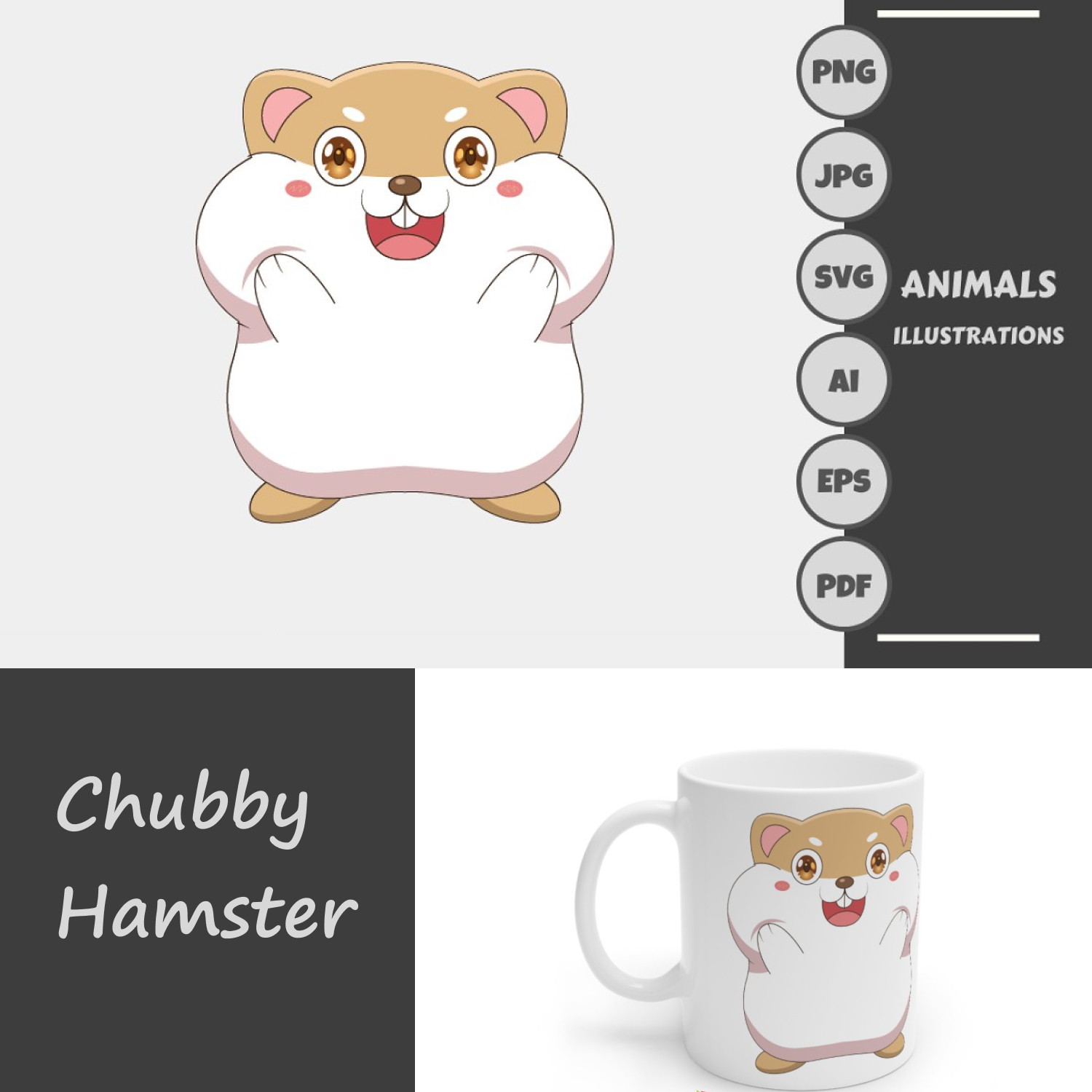 Prints of chubby hamster illustration.