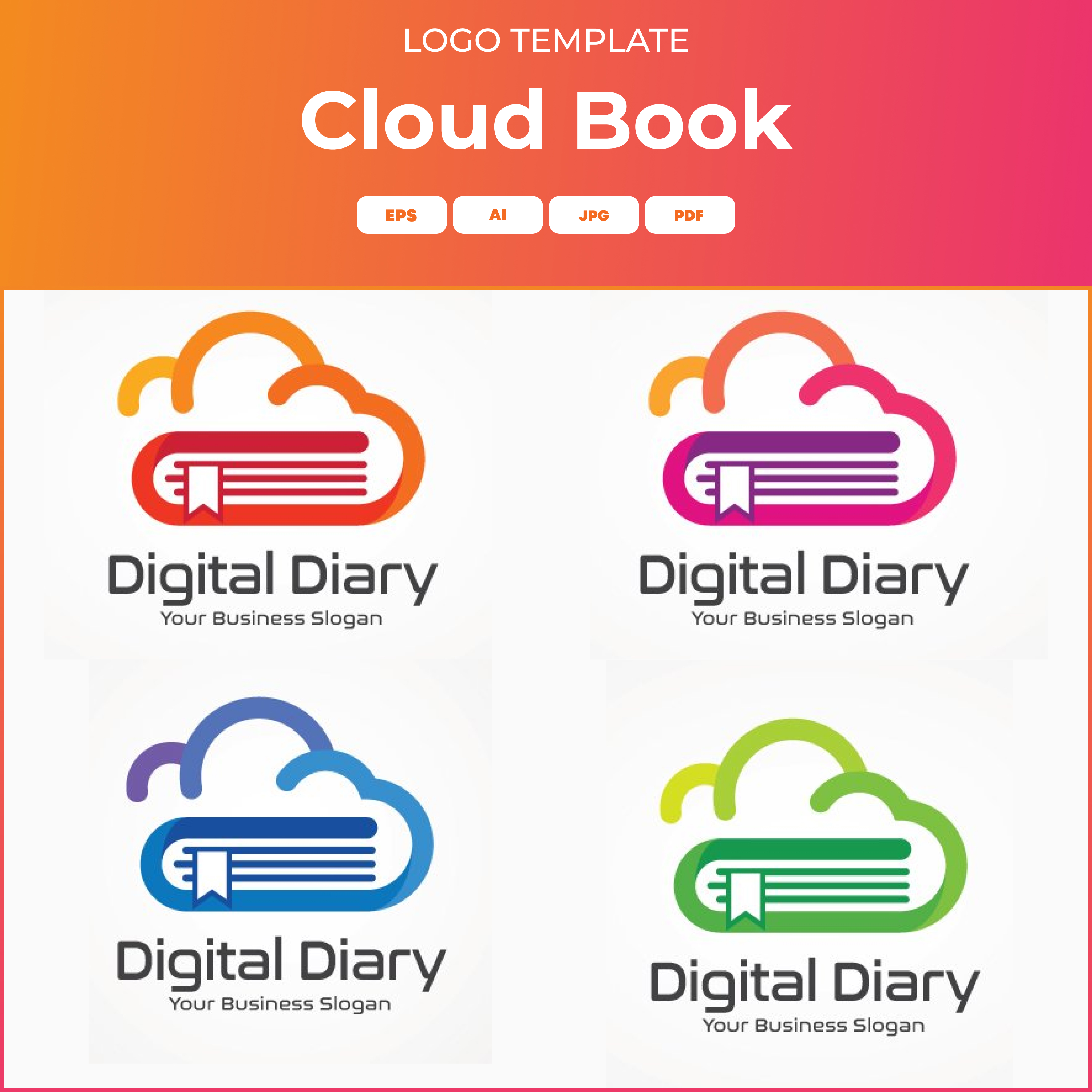 Prints of cloud book logo template.