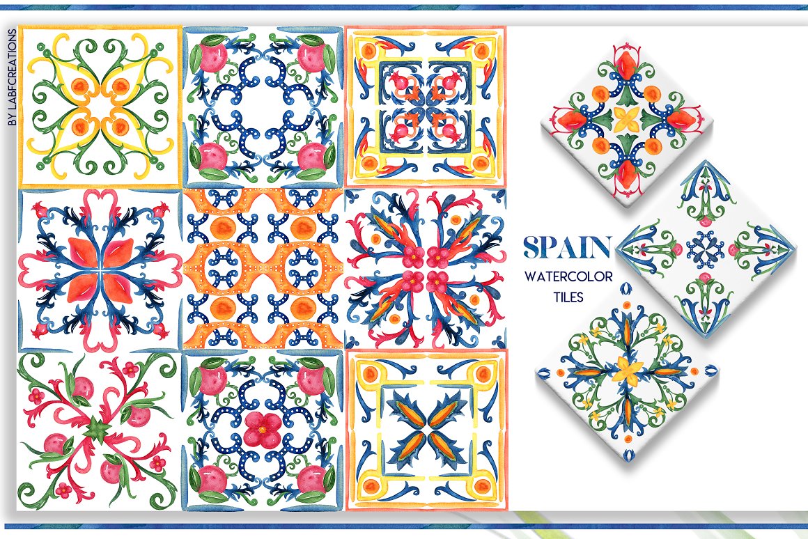 Various patterns of the Spanish type.