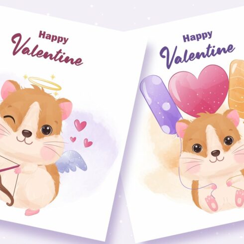 Cute Valentine Hamster Clipart Set | MasterBundles