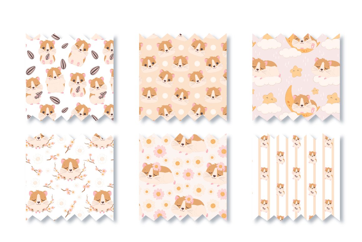 Different textures with the image of hamsters.