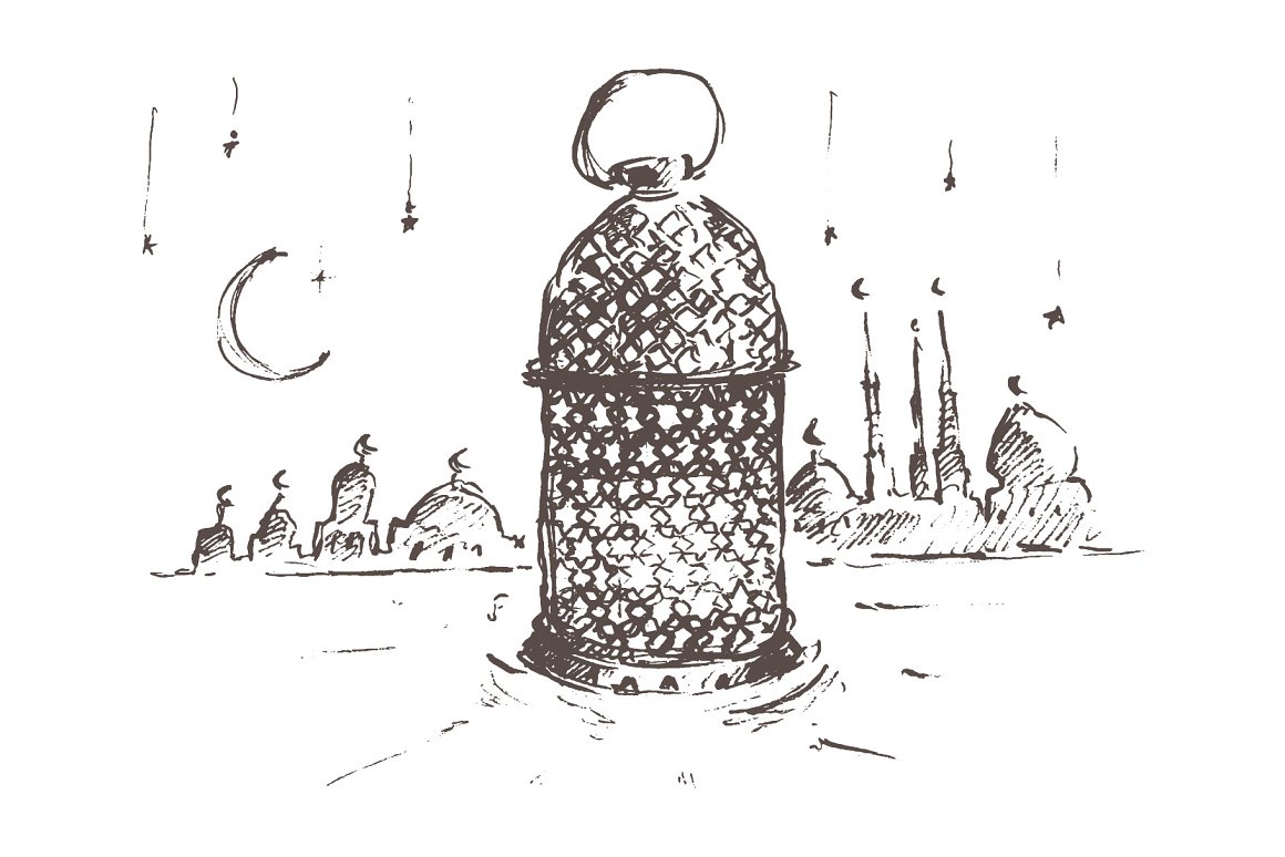 Image of lantern in retro style.