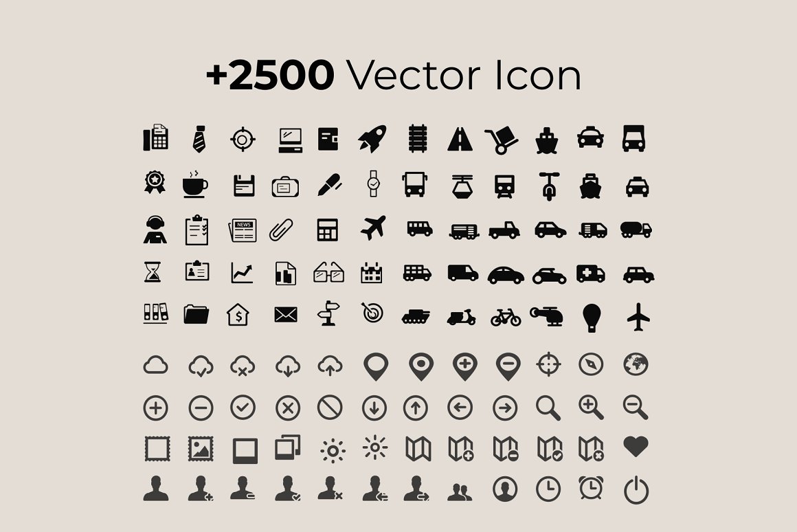 The icons are black.