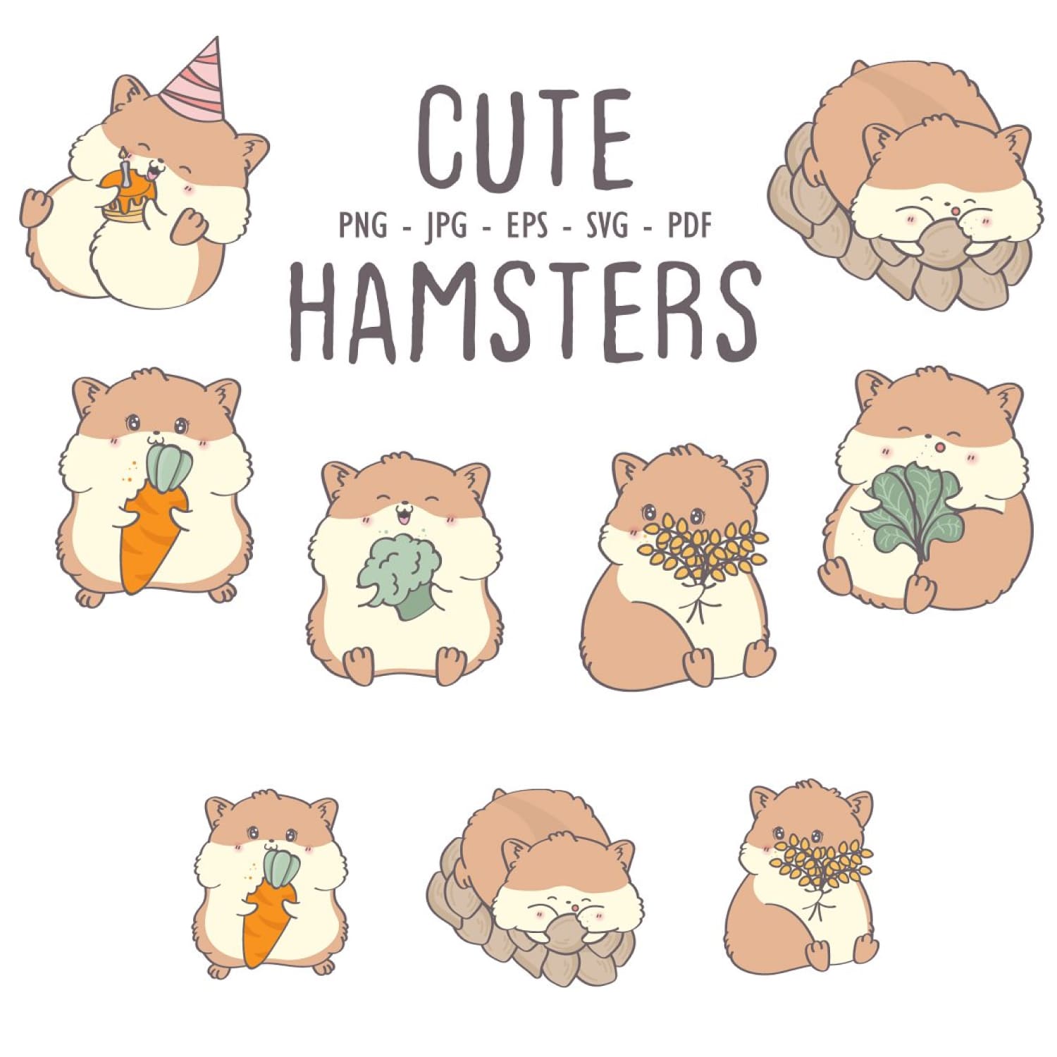 Cute Cartoon Hamster, Kawaii Hamster – MasterBundles