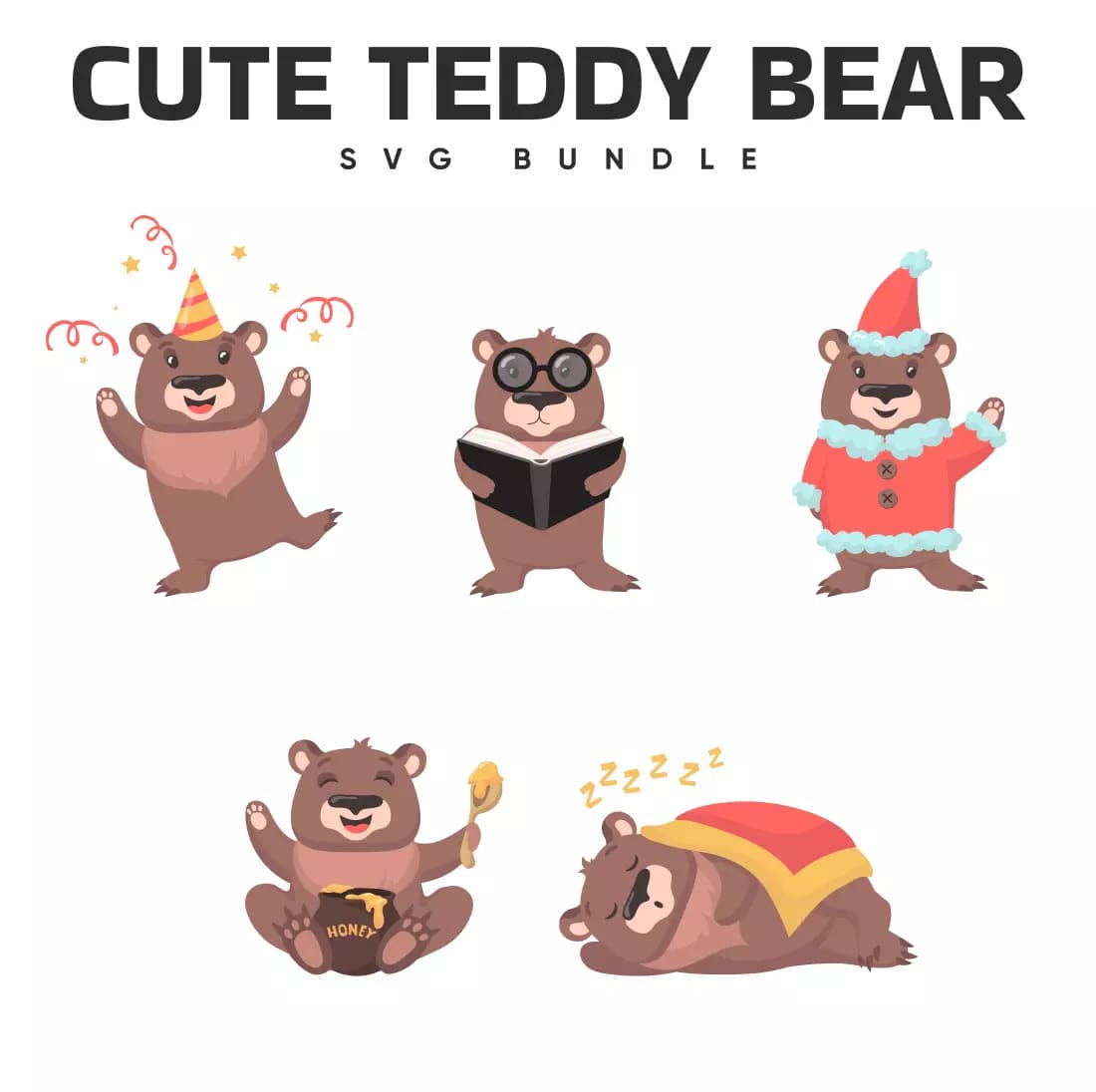 Teddy Bear SVG Silhouette (3 Designs) - MasterBundles