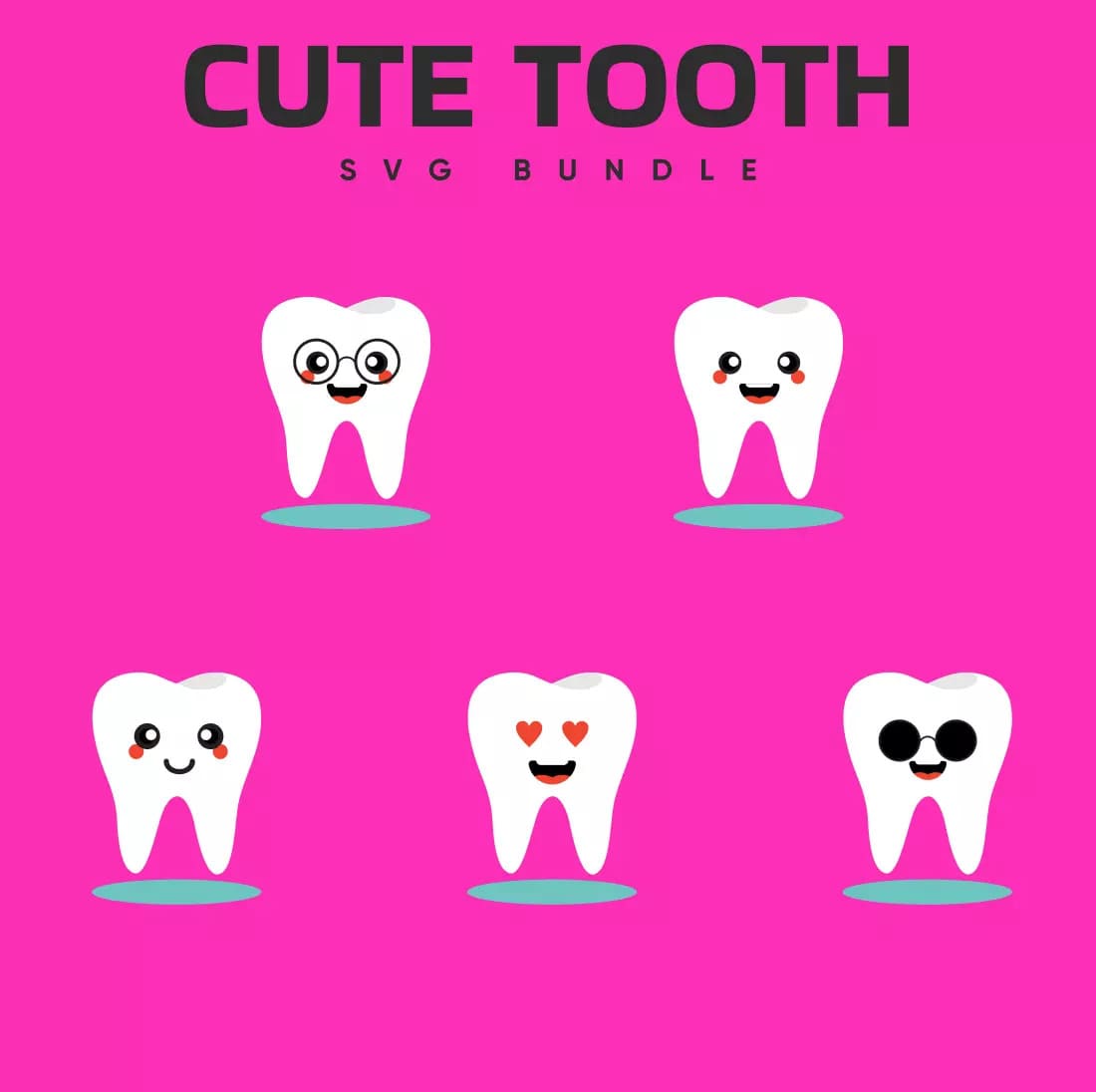 Cute Tooth SVG Bundle Preview.