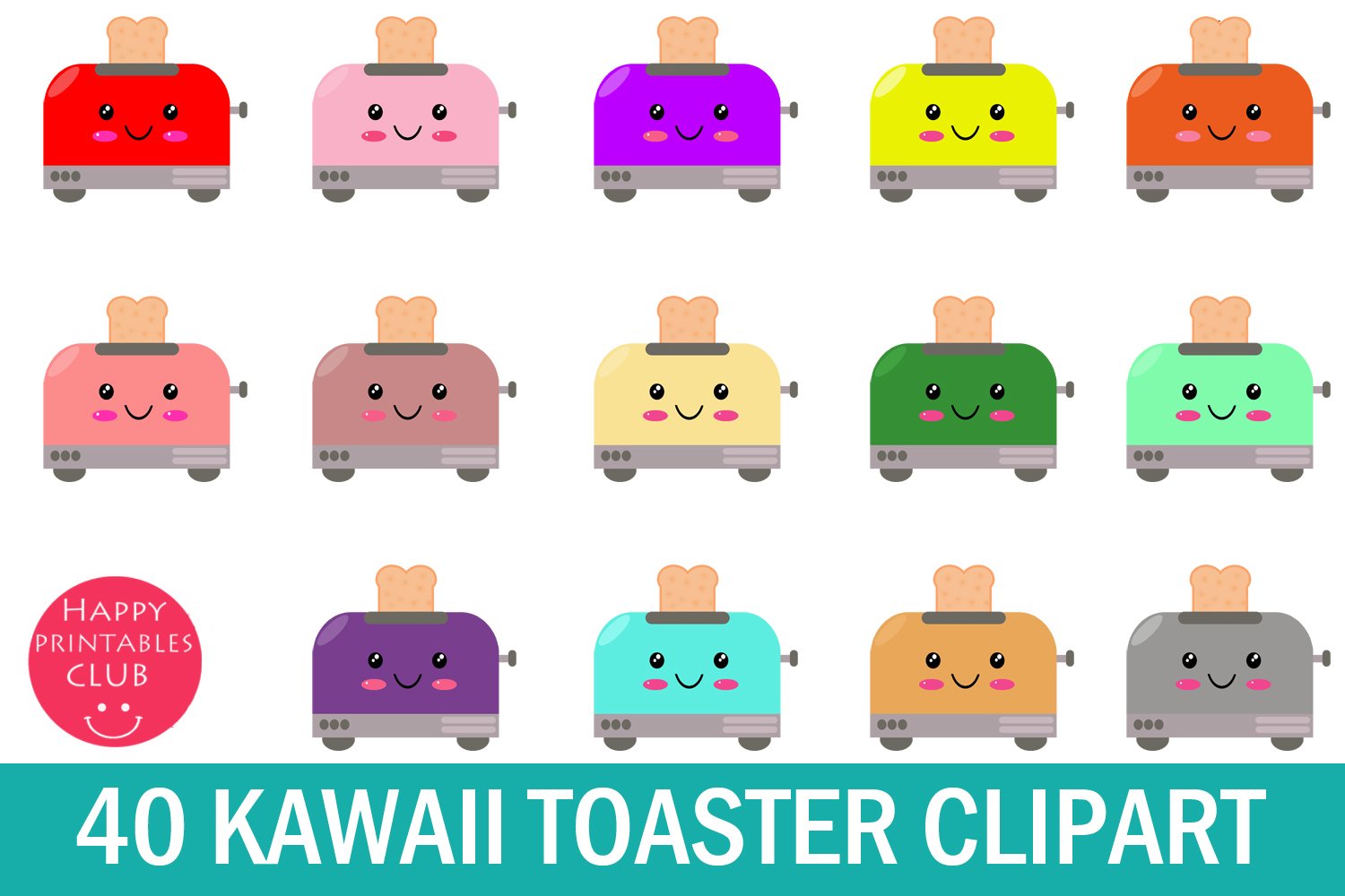 Multicolored toasters are fun.