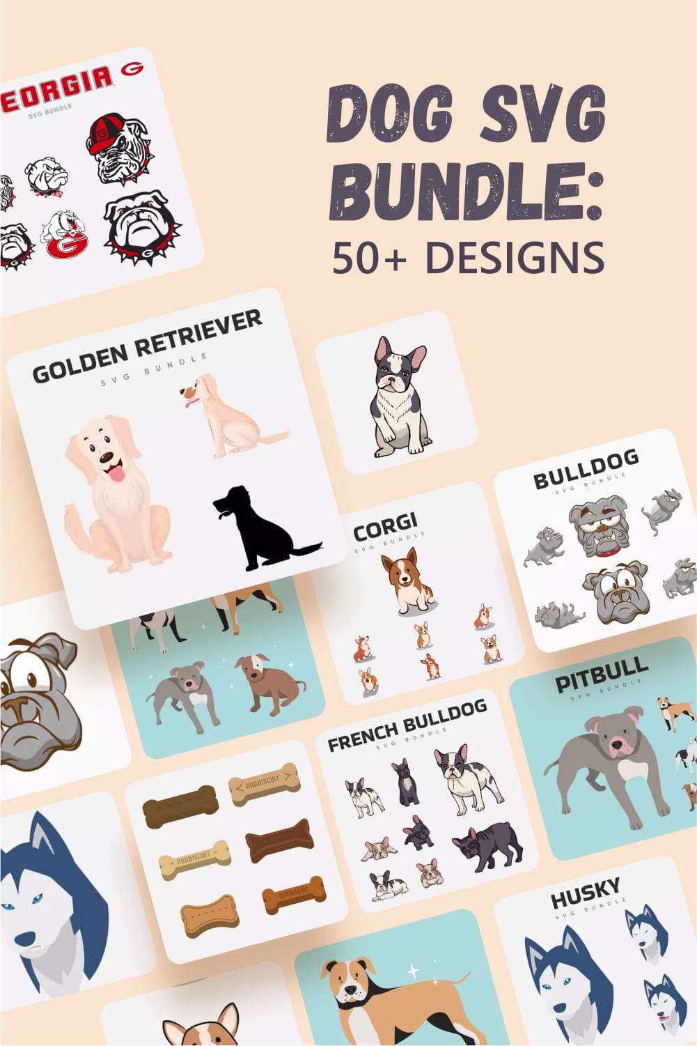 Dog svg bundle of 50 designs.