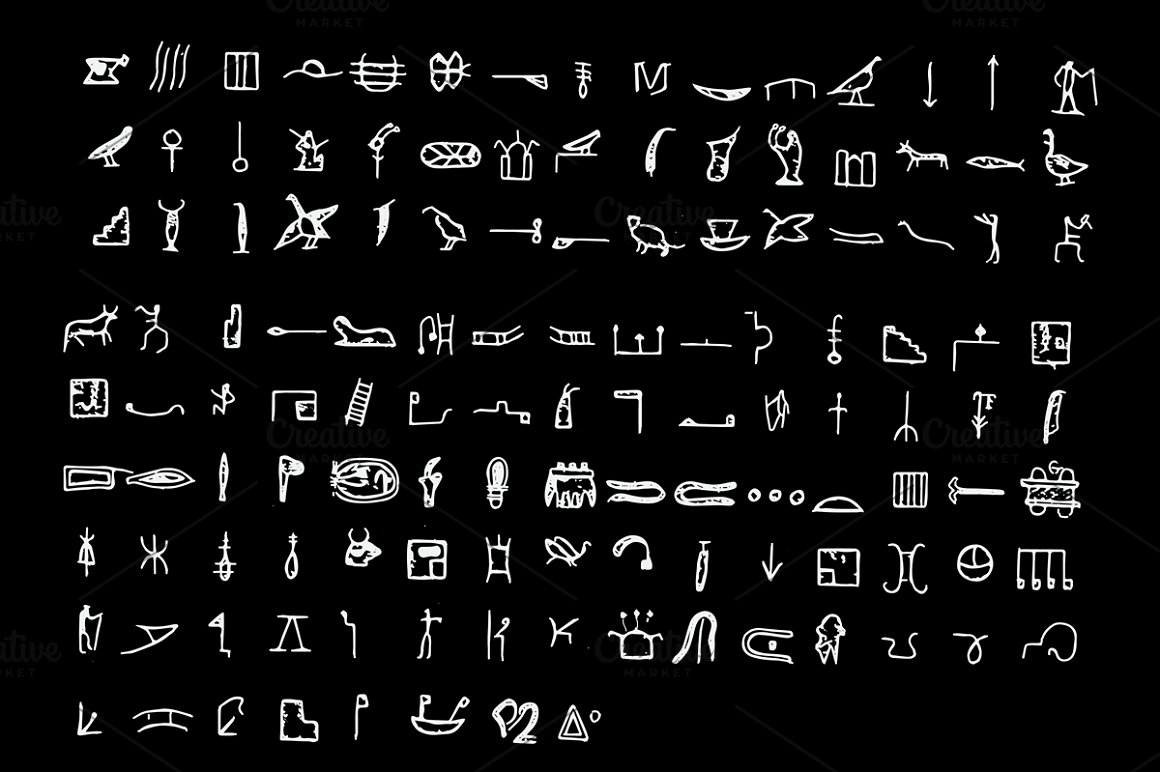 Many different hieroglyphs.