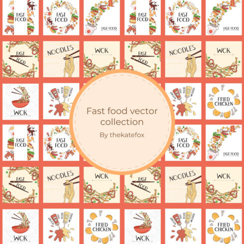 Prints of fast food vector collection.