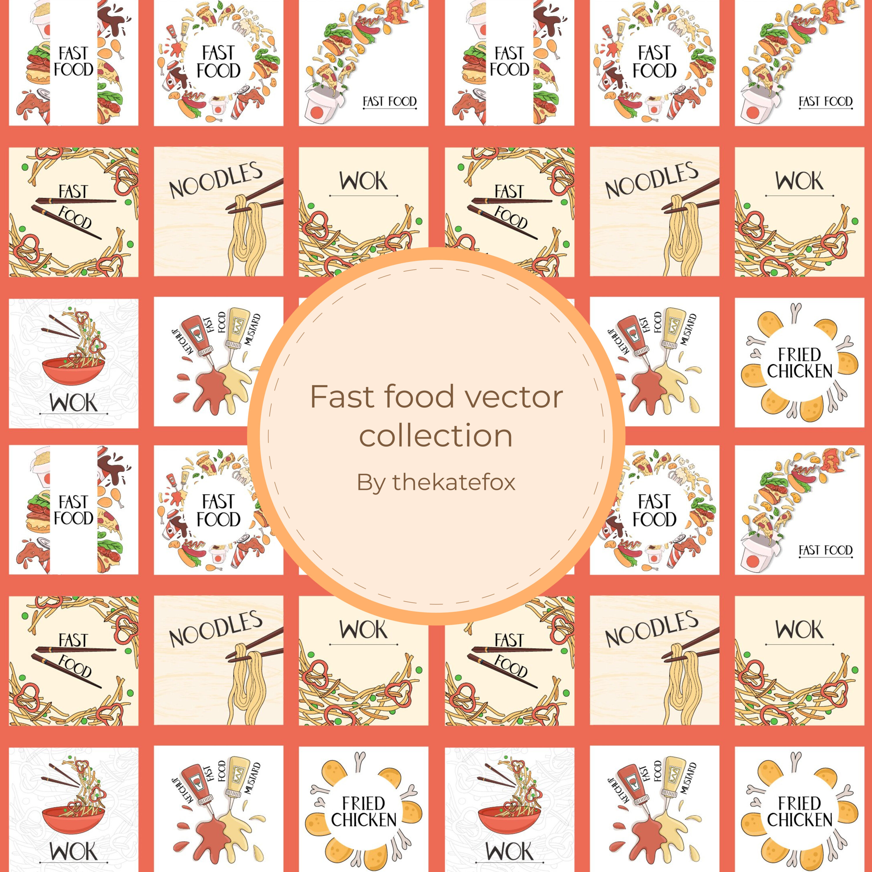Prints of fast food vector collection.