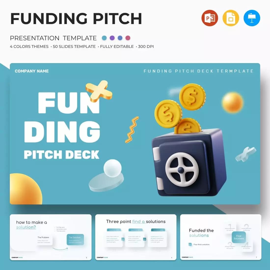 Funding Pitch Presentation Template Preview image.