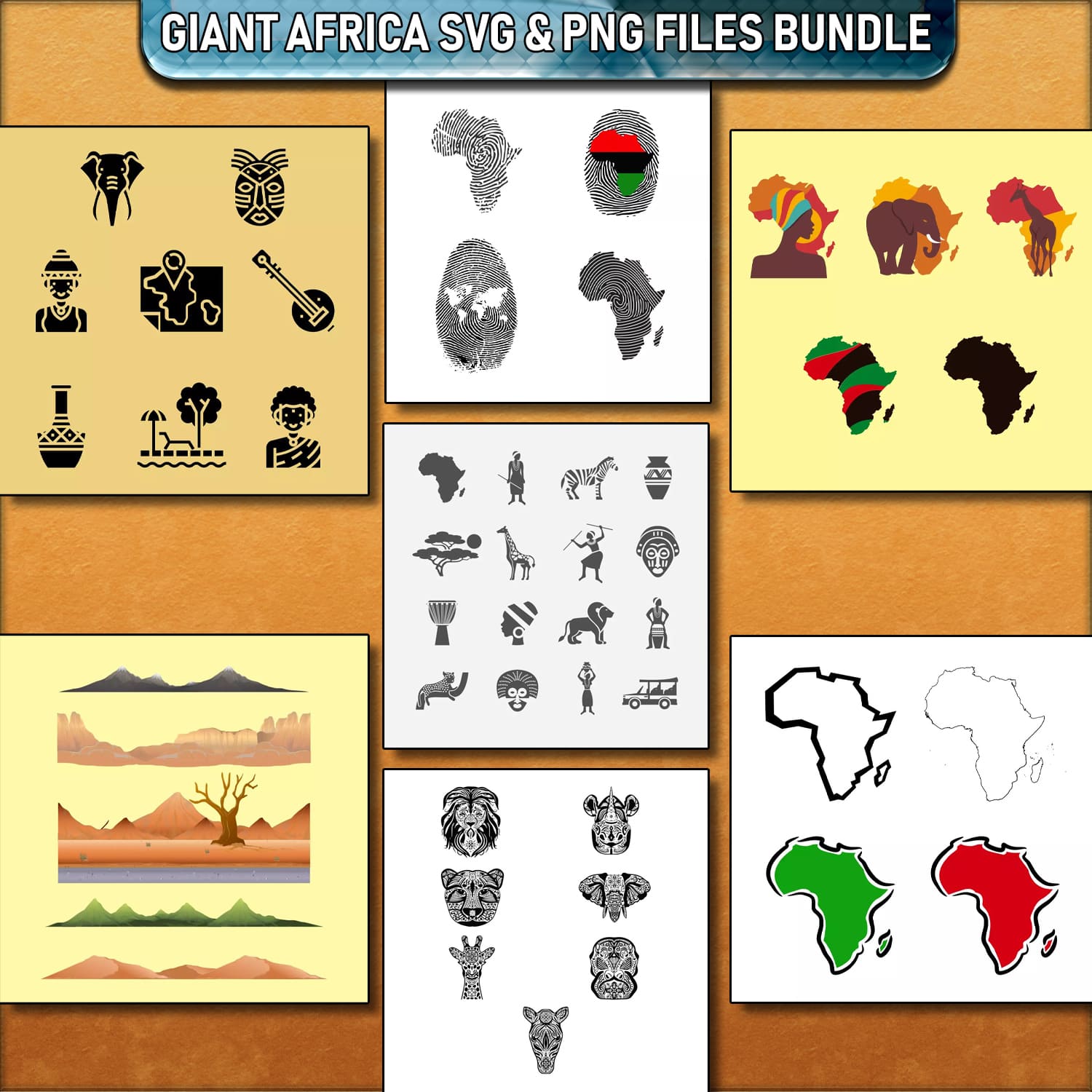 Giant Africa SVG PNG Files Bundle cover image.