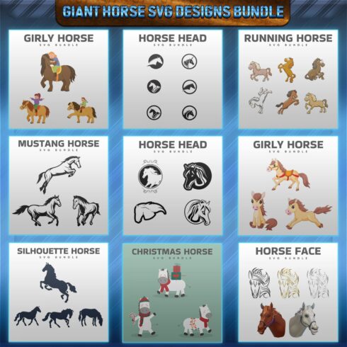 Poster with different types of horses on it.