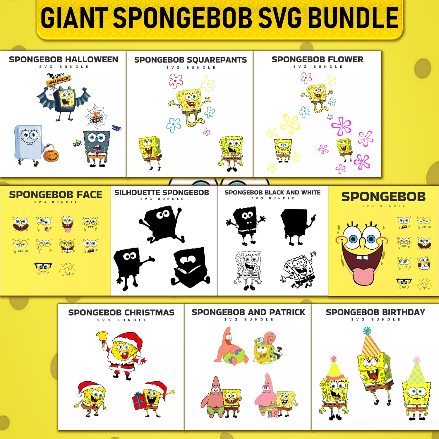 Giant Spongebob SVG Bundle cover image.