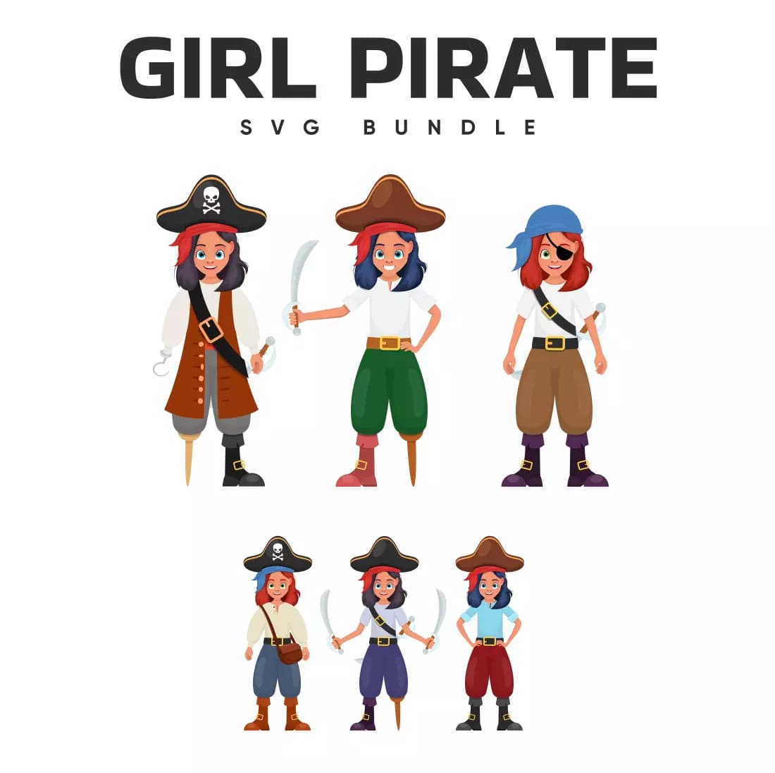 Girl Pirate SVG Bundle Preview image.
