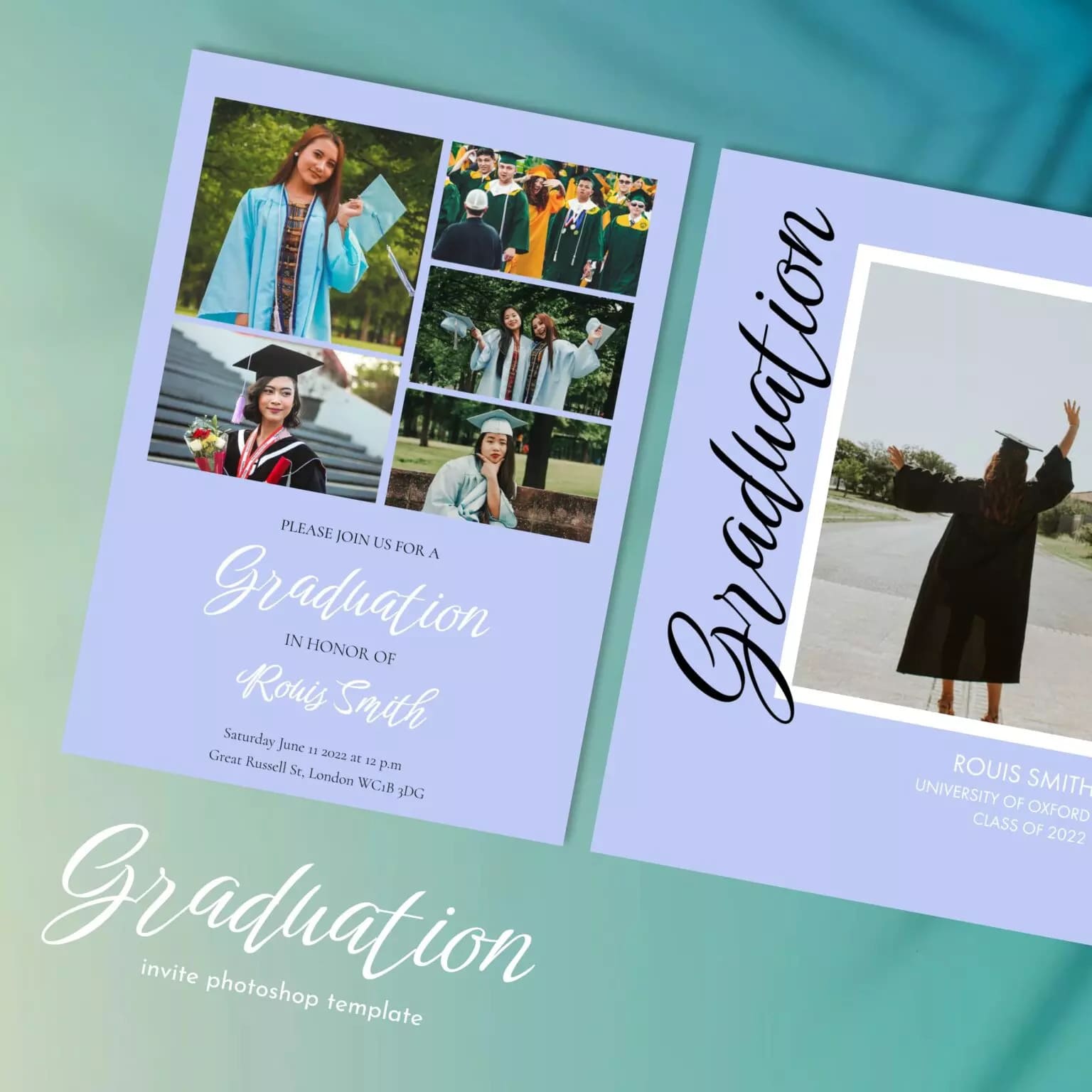 Graduation Invite Photoshop Template Preview.
