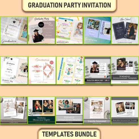 Graduation Party Invitation Templates Bundle cover image.