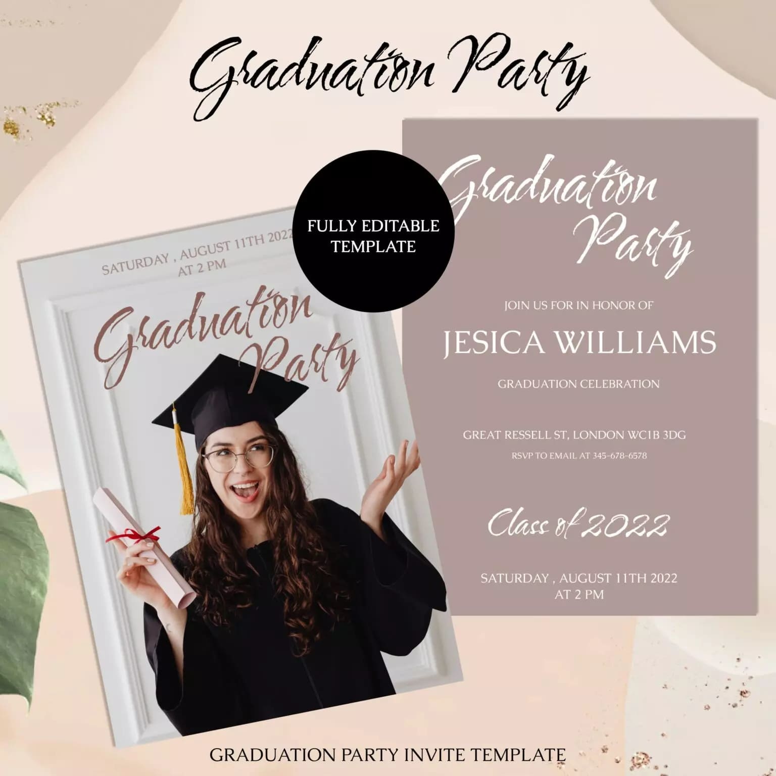 Graduation Party Invite Template Preview.