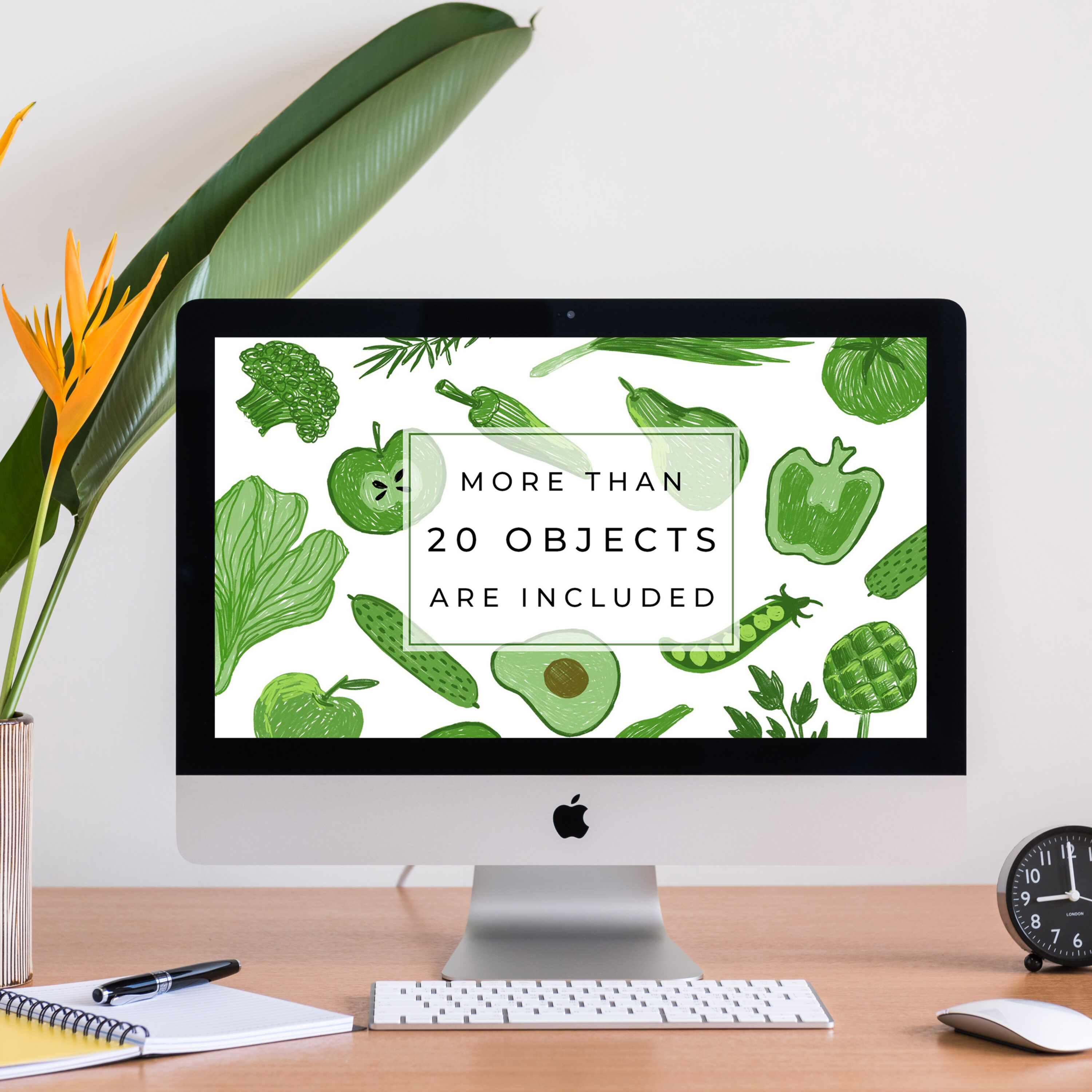 Preview green food – objects and patterns pack.