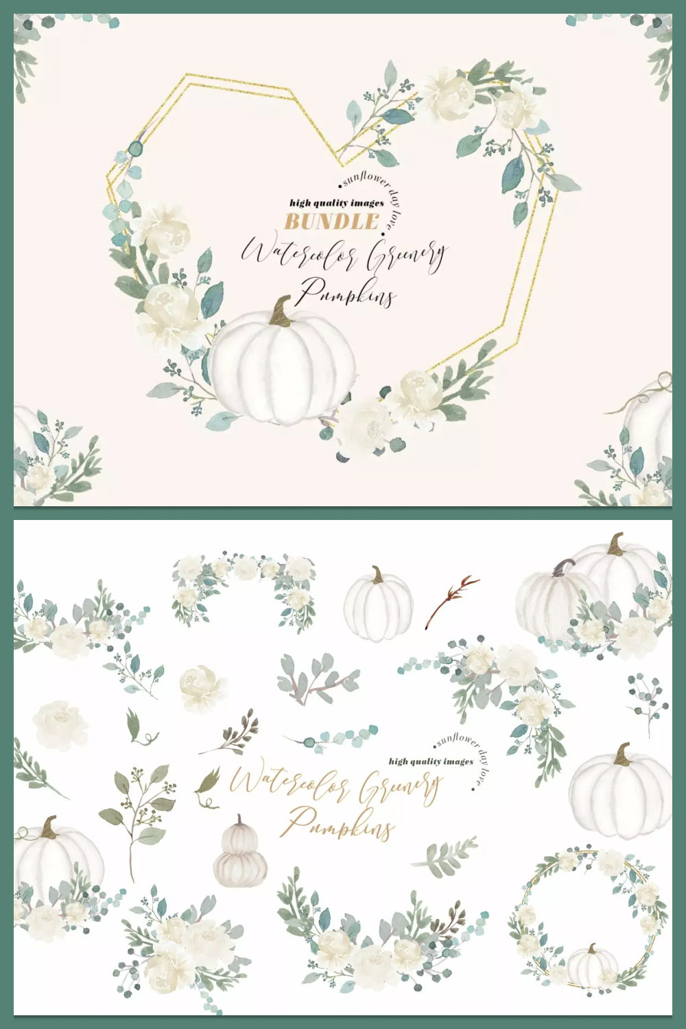 Greenery pumpkin bundle clipart of pinterest.