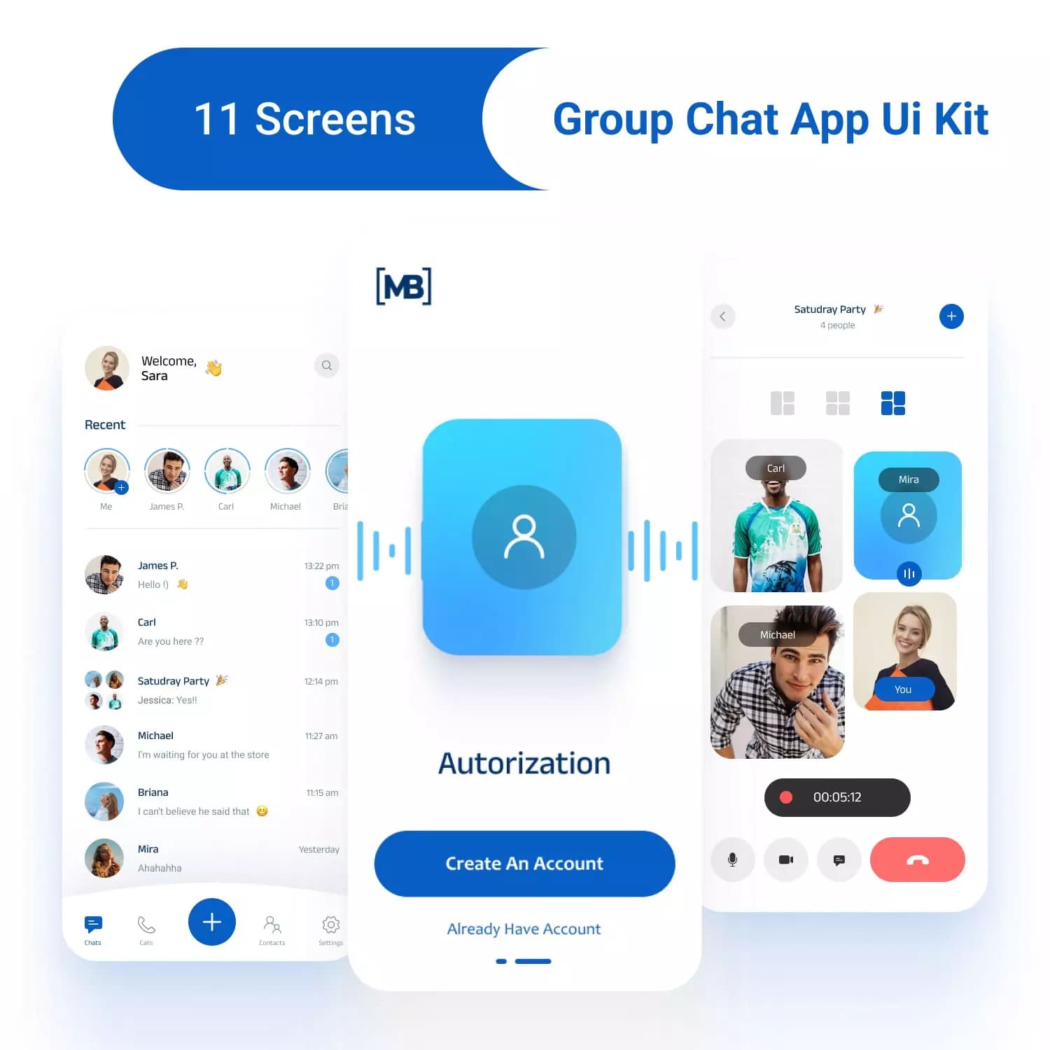 Group Chat App UI Kit Preview.