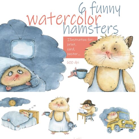 Prints of hamster character set.