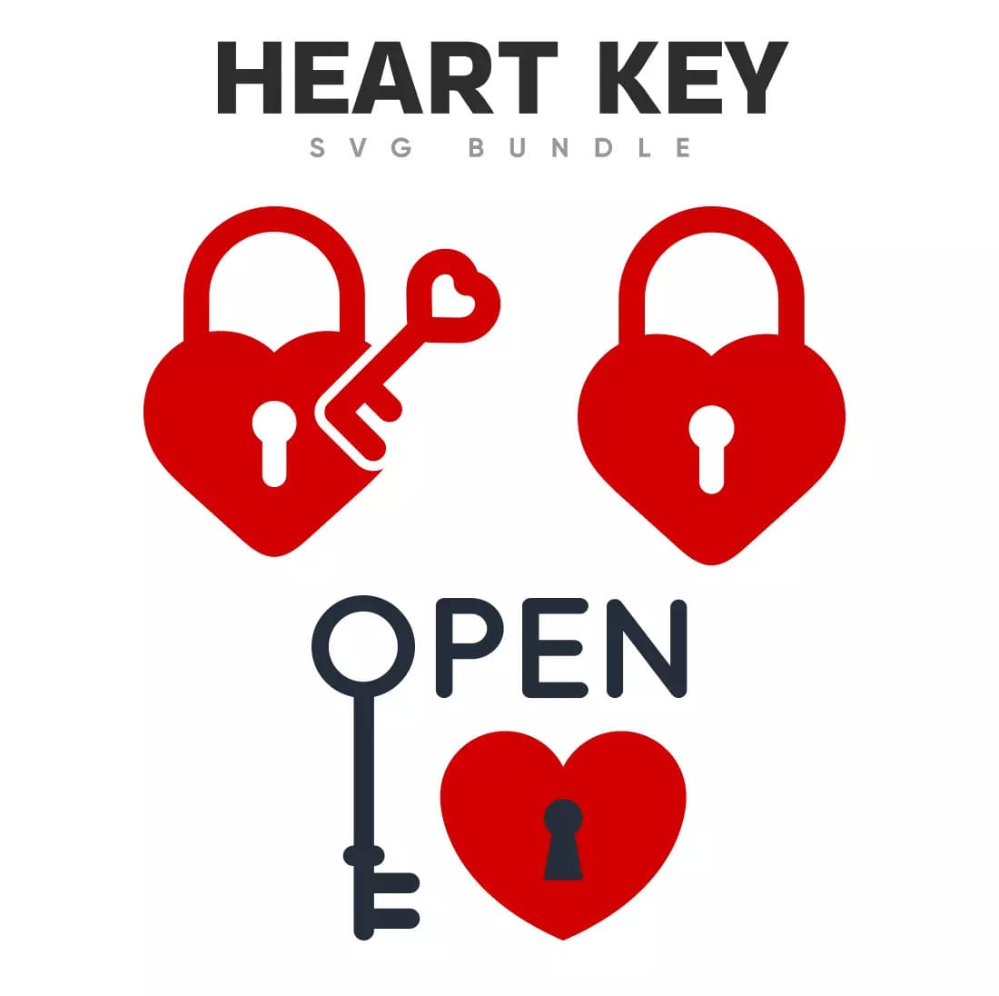 Heart Key SVG Bundle Preview.