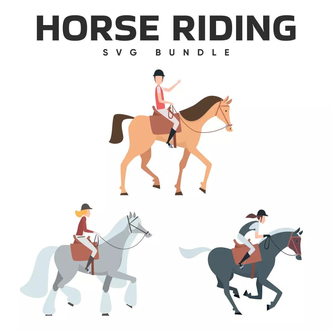The horse riding svg bundle is shown.